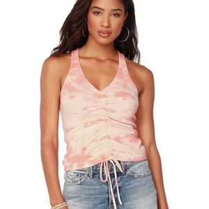 bobi Los Angeles Tie Dye Drawstring Tank Top Guava Orange Small